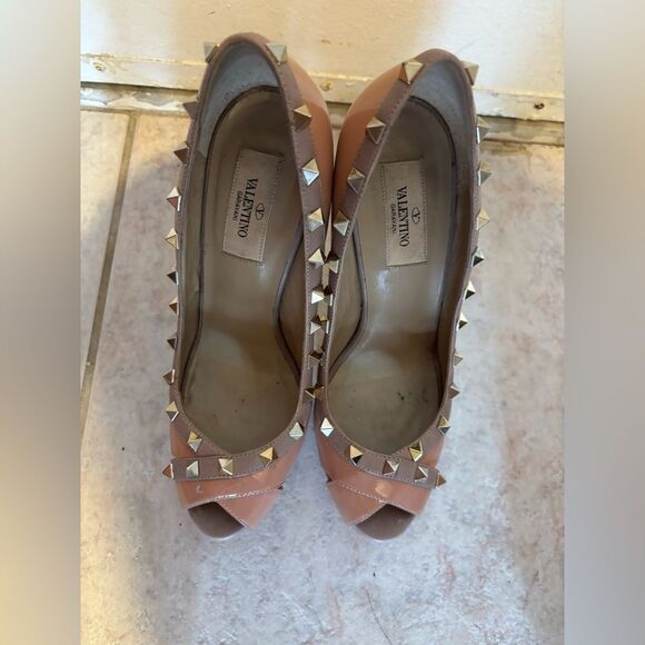 Valentino platform pumps heels babydoll dress open toe sandals stud spike shoes - Picture 1 of 13